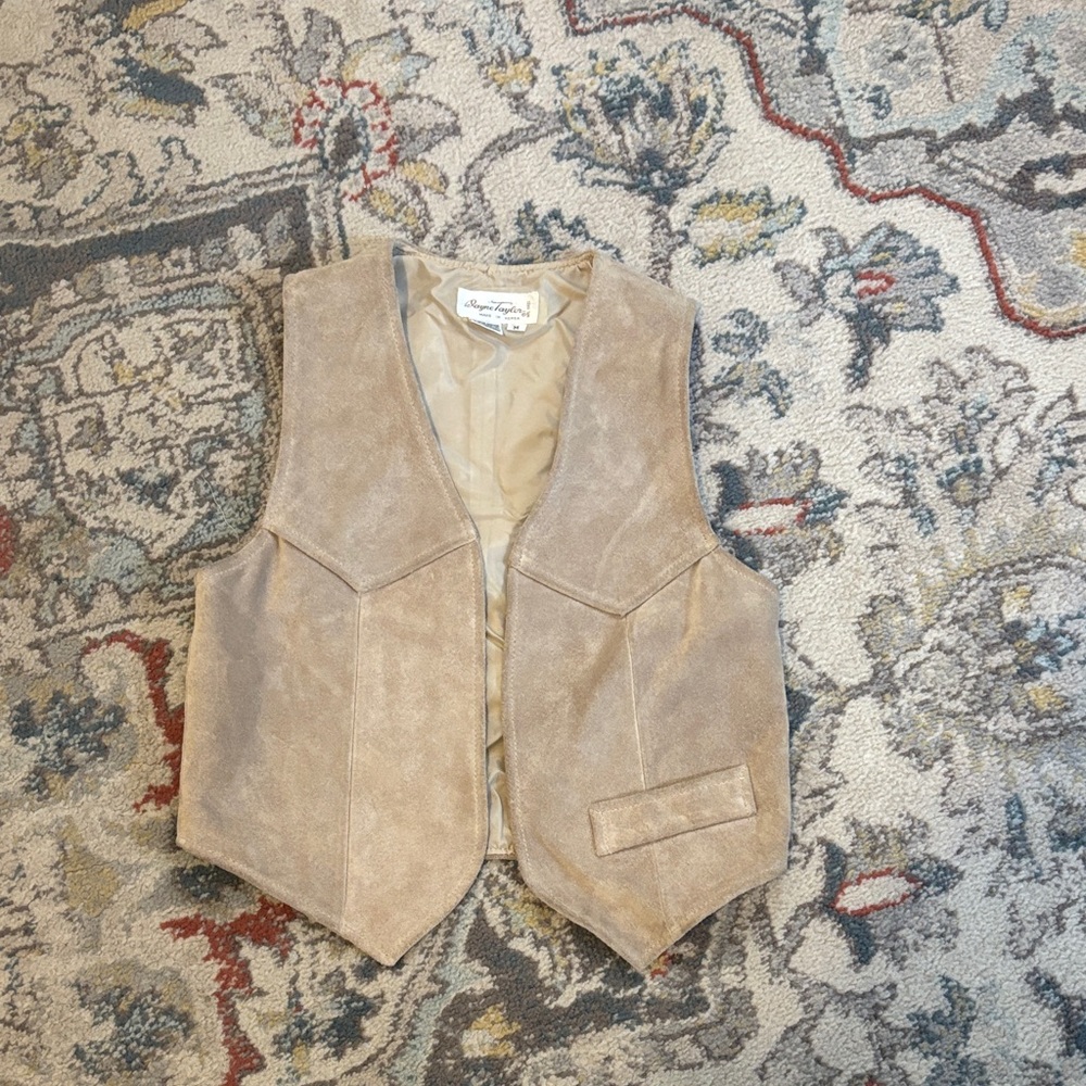 Vintage Western 1970s tan suede vest